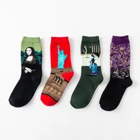 

Hot Sale Custom Cotton Crew MonaLisa Character Socks Colorful Dress Socks for Men