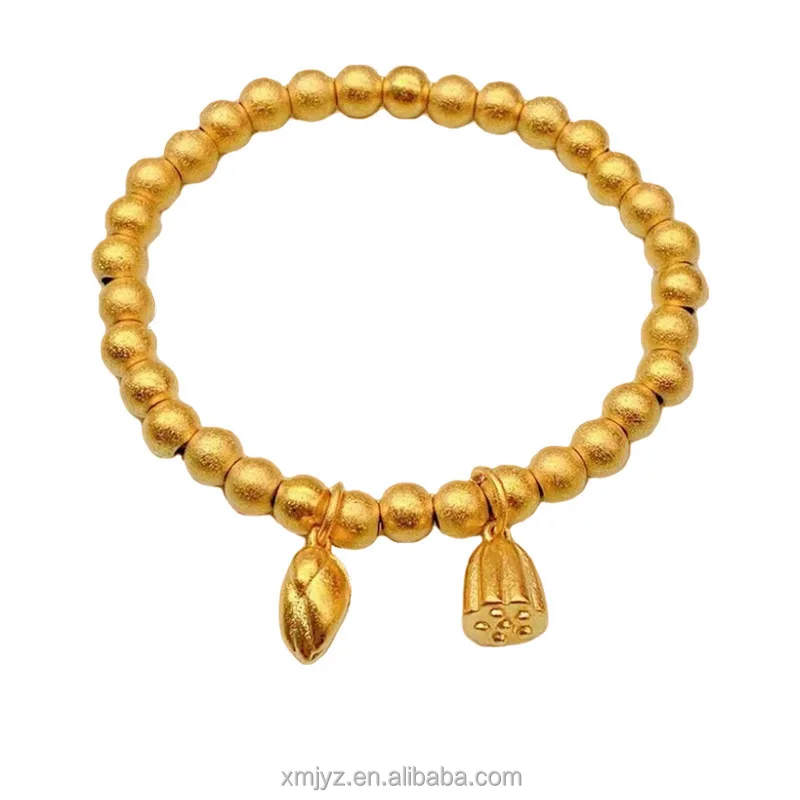 

Certified Pure Gold 999 Bracelet Two Shihuan Ancient Bracelet National Style Lotus Female Couple Light Luxury Gold Jewelry