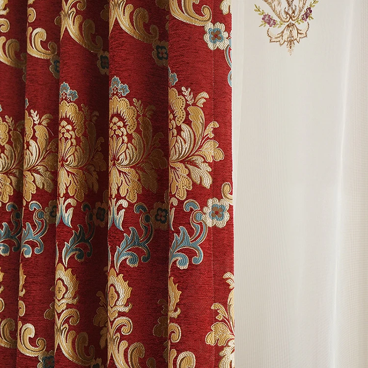 Hot Sale Fenster Luxus Wohnzimmer Jacquard Vorhang Mit Volant