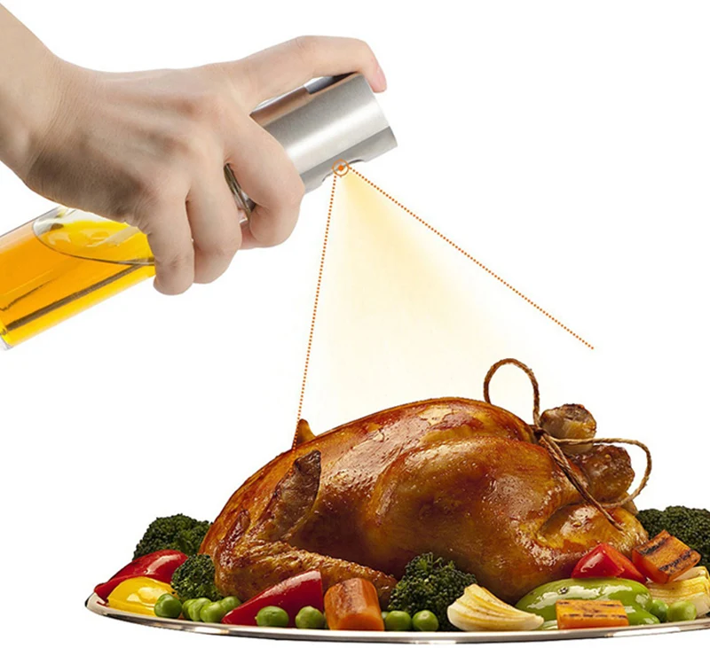 

T125 100ml Leakproof Stainless Steel Olive Oil Sprayer Oil Spray Bottle Kitchen Seasoning Soy Sauce Barbecue Bottle