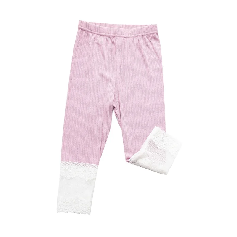 

Girls' cropped pants 2020 summer new style long lace Korean cotton leggings children's pants