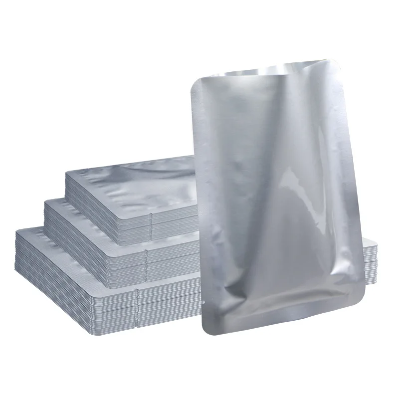 

100pcs In Stock 18x26cm Heat Seal Flat 3 Sides Sealed Mylar Open Top Silver Food Storage Pouch Aluminum Foil Vacuum Bag