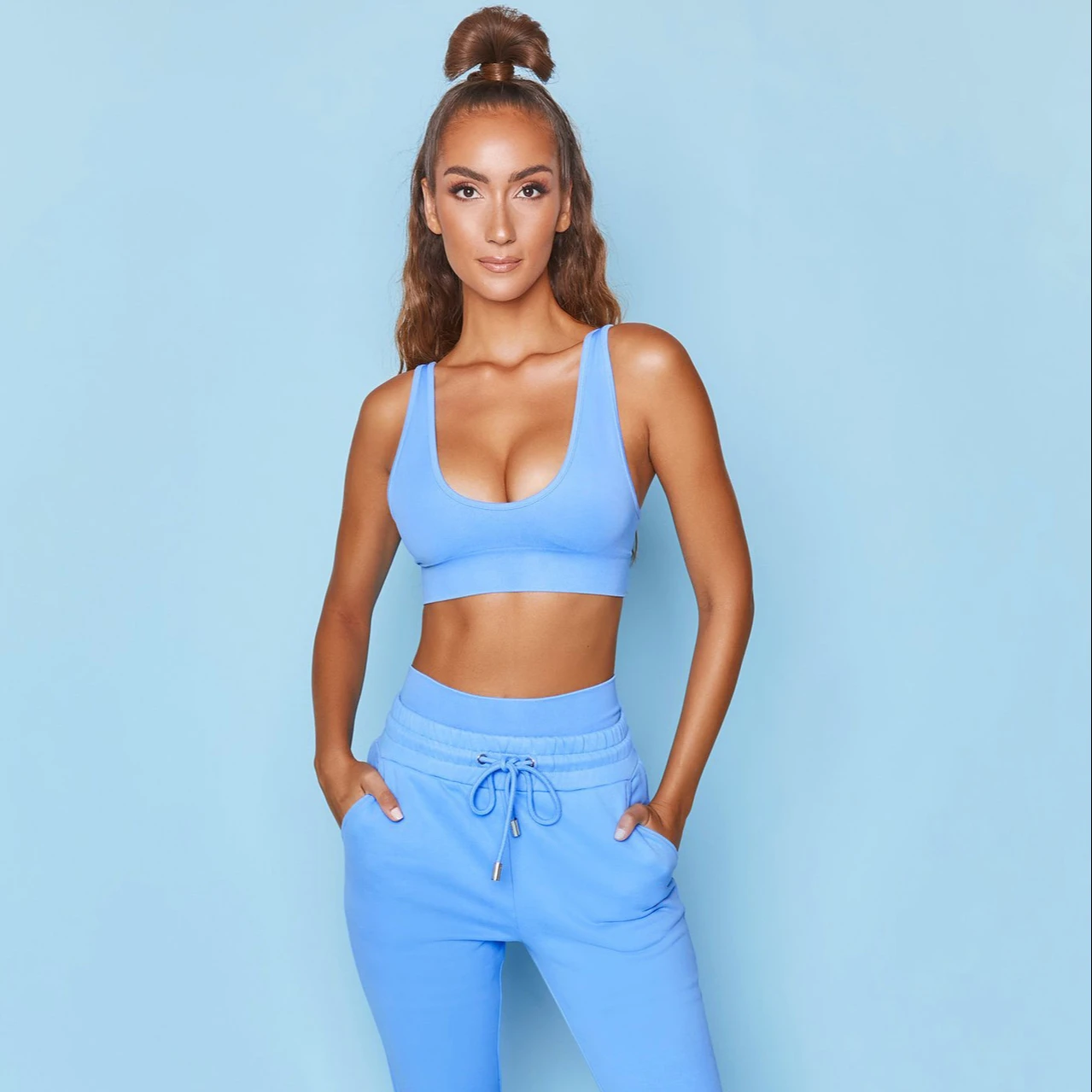 

New Style Long Sleeve Gym Yoga Set High Waist Yogo Top Yoga Set, As shown
