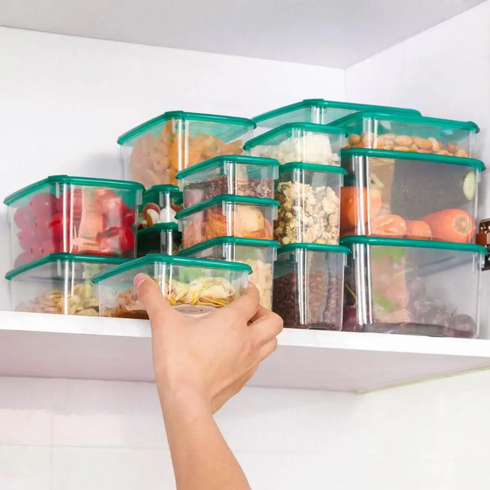 

BPA free Plastic Clear 8 Piece Set Airtight Container Set for Food Storage FREE 18 Chalkboard Labels Modular Design Storage, White