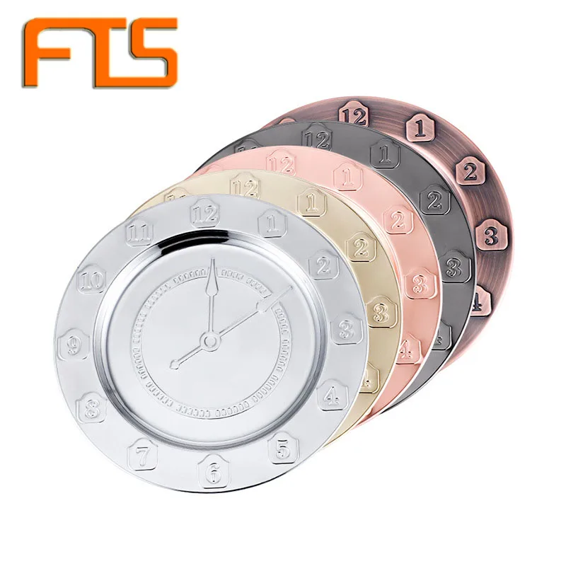 

FTS Hotel Tray Food Mirror Metal Stainless Steel Gold Round Luxury Wedding Sublimation Mirrored Silver Serving Trays