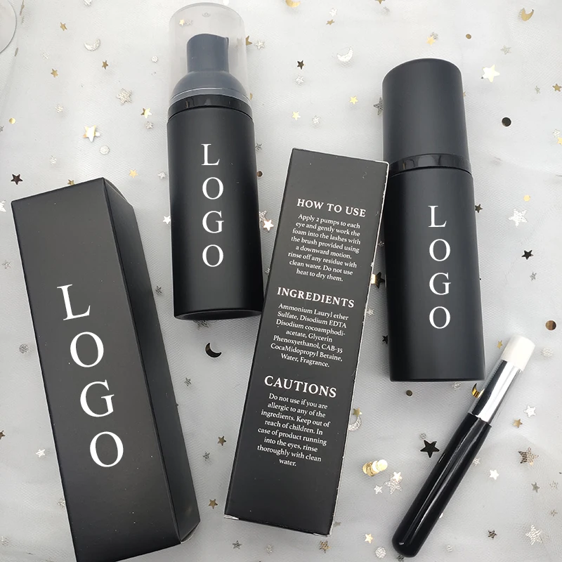 Free Shipping Pure Lash Cleanser Lash Shampoo and Box 10ml 30ml 60ml Lash Extensions Foaming Brush With logo