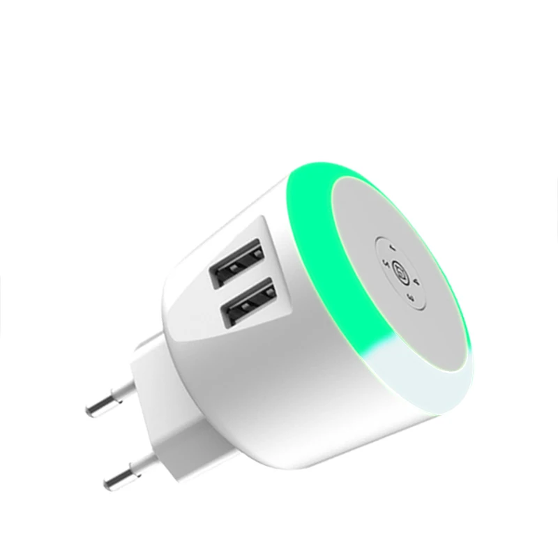 

5V2.1A LED Timer Control Smart travel charger dual usb inductive Charging For iPhone Samsung Xiaomi Mobile Phone Charger, White,black