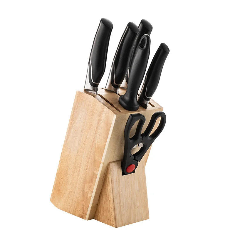 

6 pcs 6pc non-stick kitchen knife 7 piece 7pcs all black stainless steel kitchen cooking chef knife set with stand holder