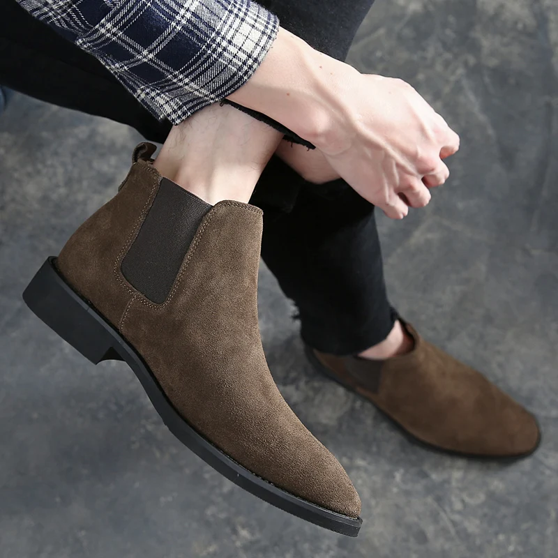

Original Male Short Casual Shoes British Style Spring Boot Boots Men Suede Leather Decent Men Ankle Boots