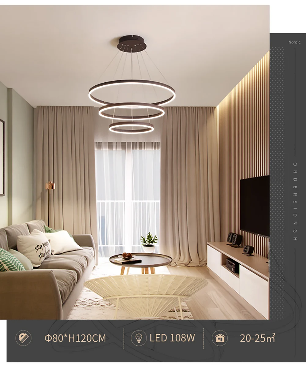 Hotel Lobby Residential Fashion design LED Chandelier Circular Pendant Light