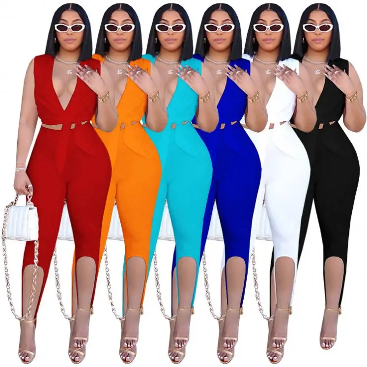 

Women Summer Clothing Sexy Sleeveless V-neck bow Top pants Two Pieces Outfits Ladies Crop Top And Pants Set, Picture