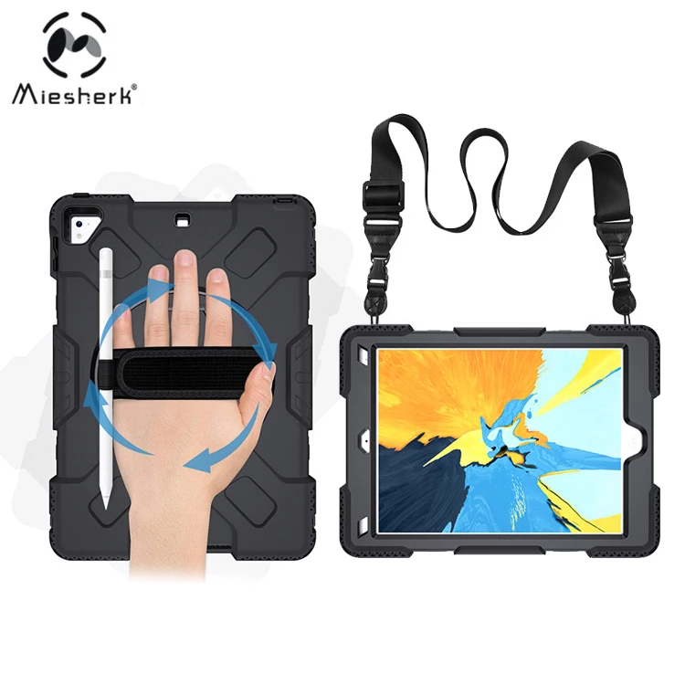 

Tablet Case Cover for Ipad 6th Generation ,9.7" Soft Silicone + Hard Pc,silicon Adjustable Hand Strap 20