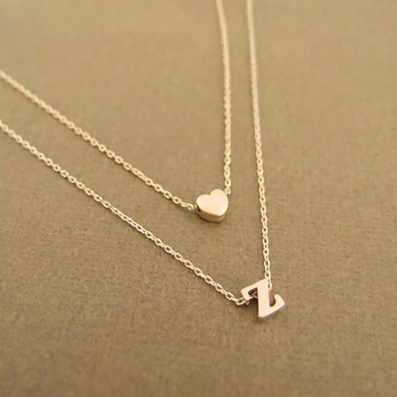 

Eico Heart Letter Necklace Initial Chain Pendant Jewelry Layered Initial Necklace