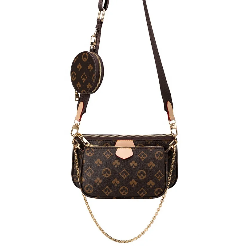

2021 Brand Luxury Classical Printing Mahjong Bag Three-in-one New Fashion Leather Underarm Purses Messenger Shoulder Bag Men, Coffee black