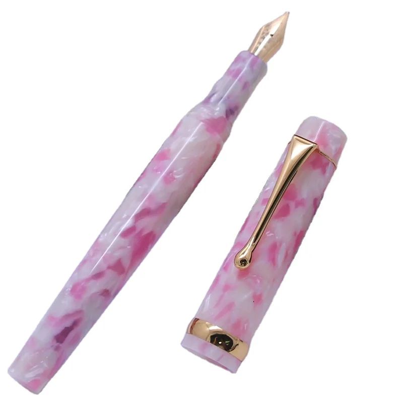 Luxury Custom Pen Design Candy Color Red Acrylic Fountain Pen With Gold Trimming Novelty Poly Resin Calligraphy Writing Pen