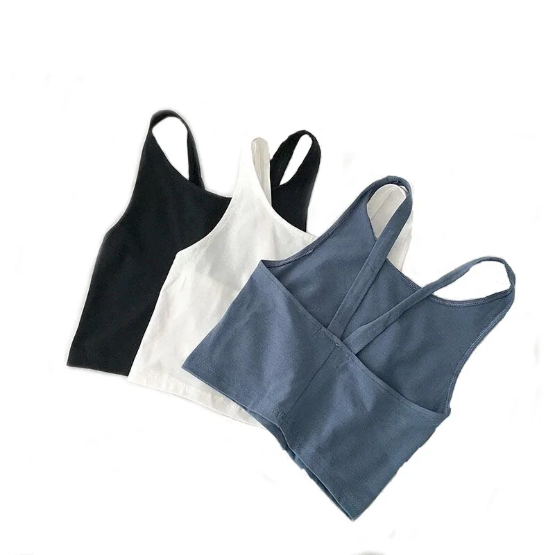 

new style sleeveless pure color large size Camisole Halter top safety sweat vest cross strap polyester tank top vest, 3 colors