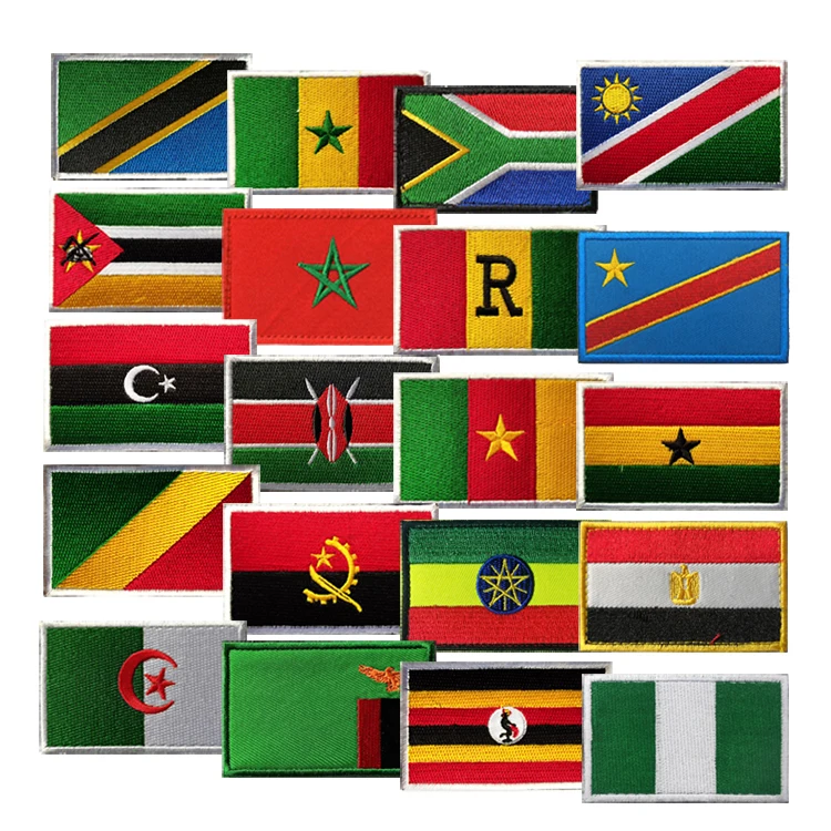 

Africa all country embroidery flag patch hook and loop tag armband logo sew on iron on custom patches