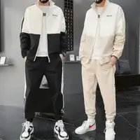 

2019 Fashion Men's Sportswear Plus Size Two Pieces Set Zipper-up Drawstring Tracksuit For Men