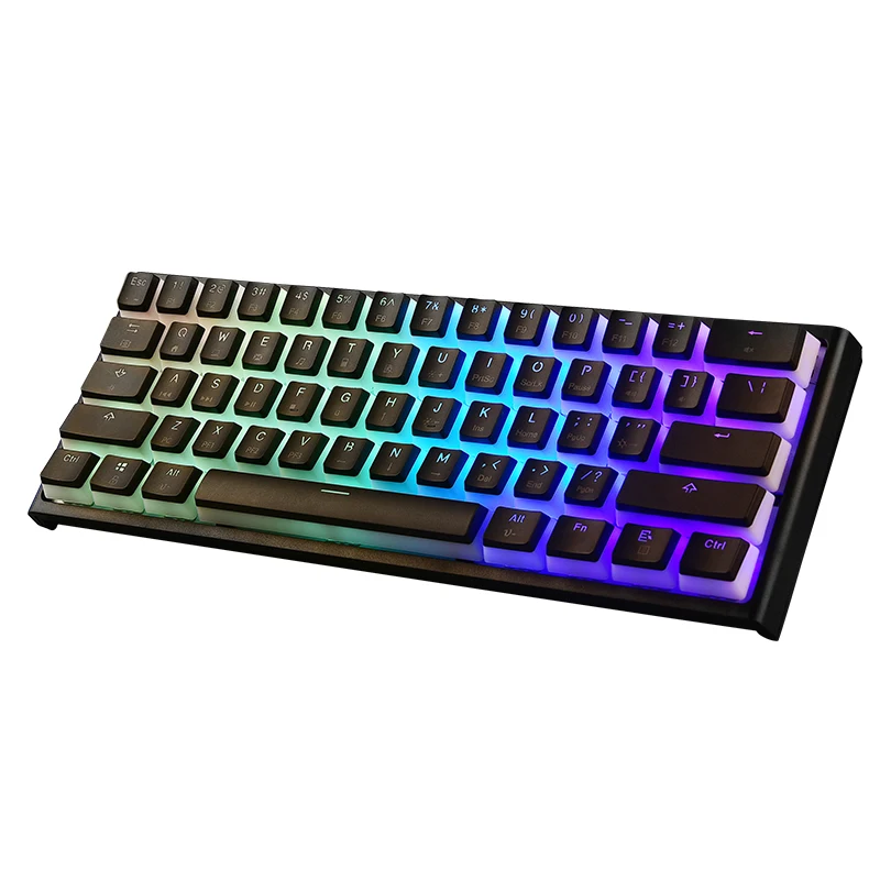 

Newest 61keys mini wired type c 60% Transparent RGB keycaps BULE switch mechanical gaming keyboard, Black white