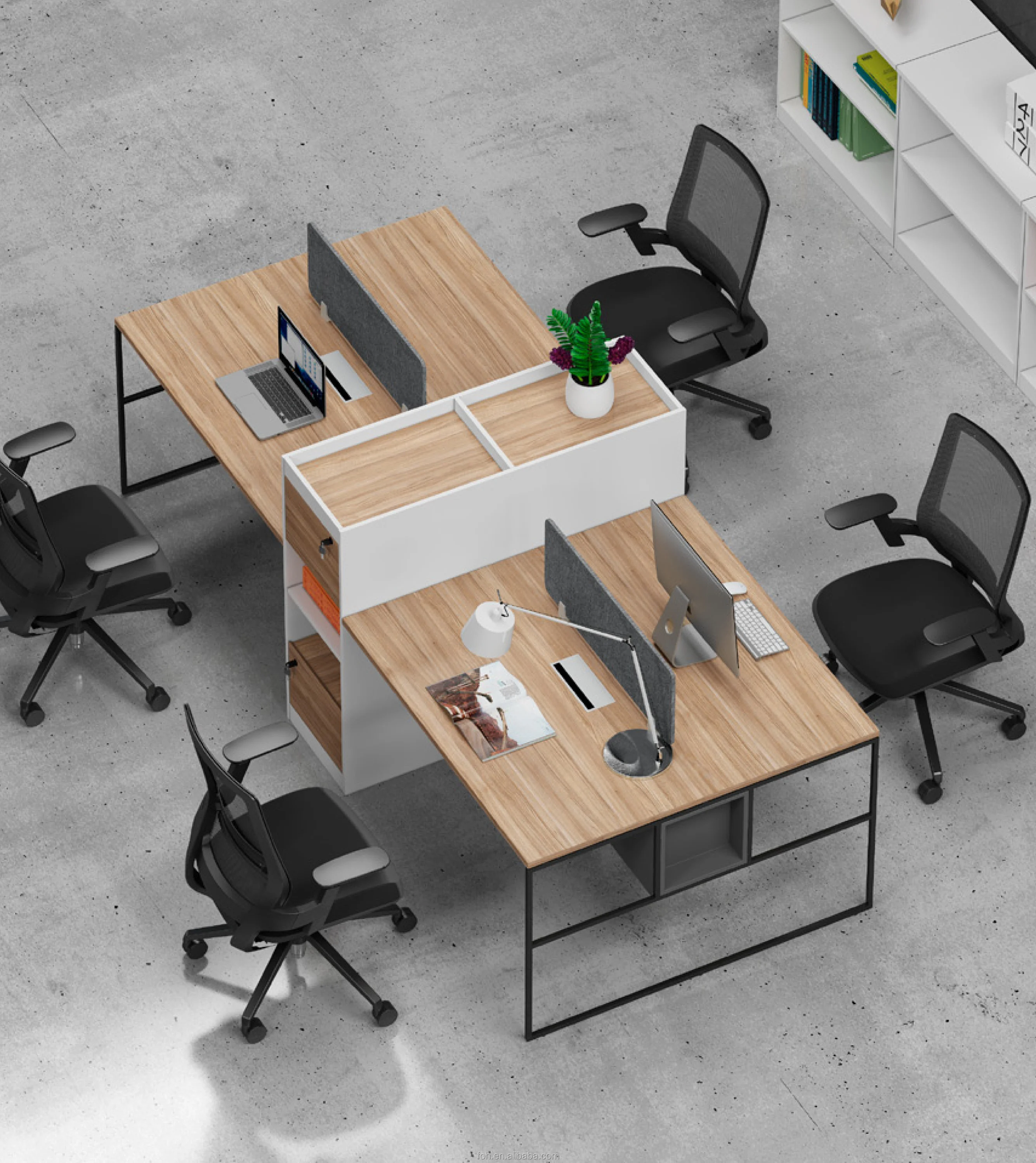 现代模块化共工4座办公面板隔间