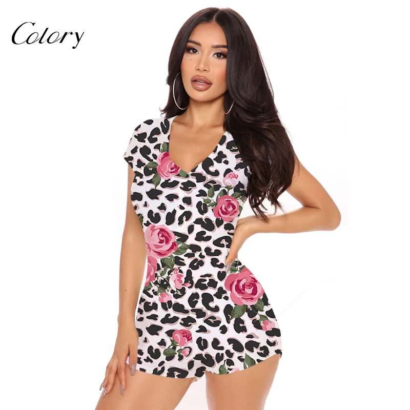 

Colory Print Adult Women Sleepwear Bodysuits Custom Onesie, Picture shows