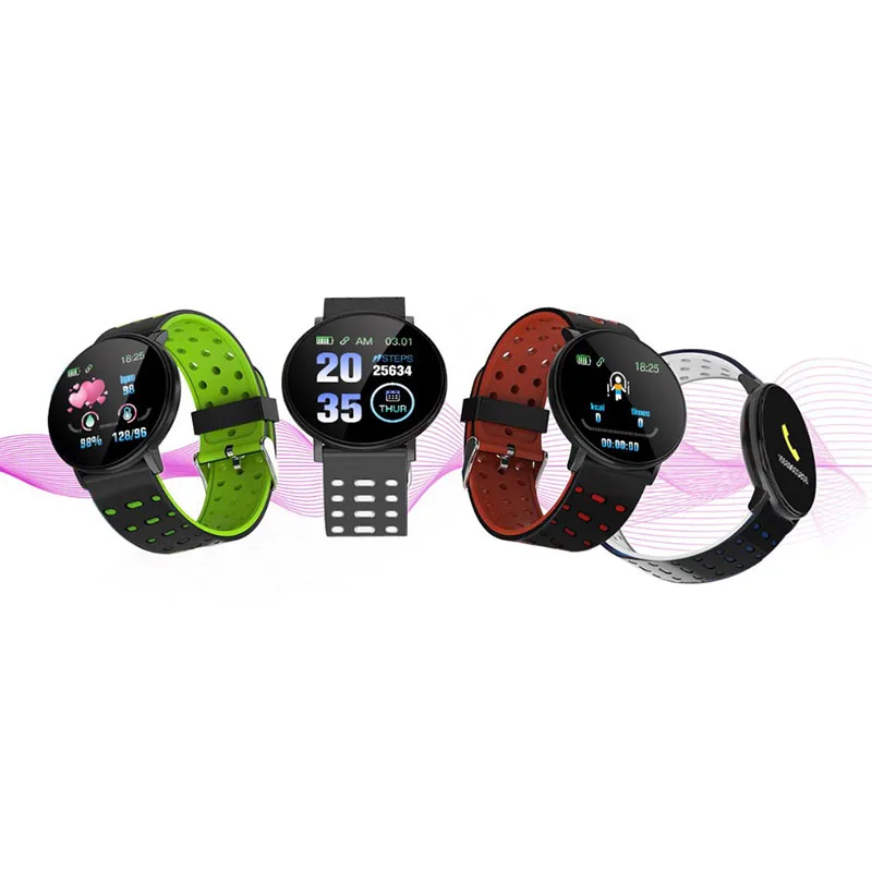 

Smartwatch Ready To Ship Smart Watch Waterproof Fitness Tracker Sports Watch Heart Rate SmartWatch for Blue tooth For Android, Black red blue purple green