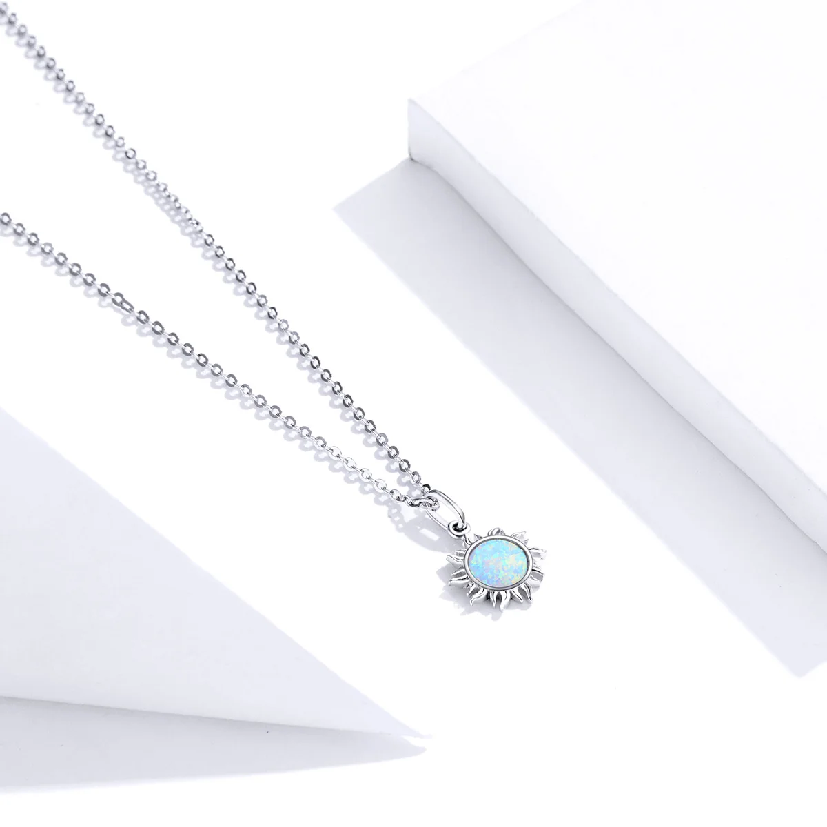 

Professional Custom Genuine 925 Sterling Silver Pendant Sun Shining Colored Opal Necklace Women
