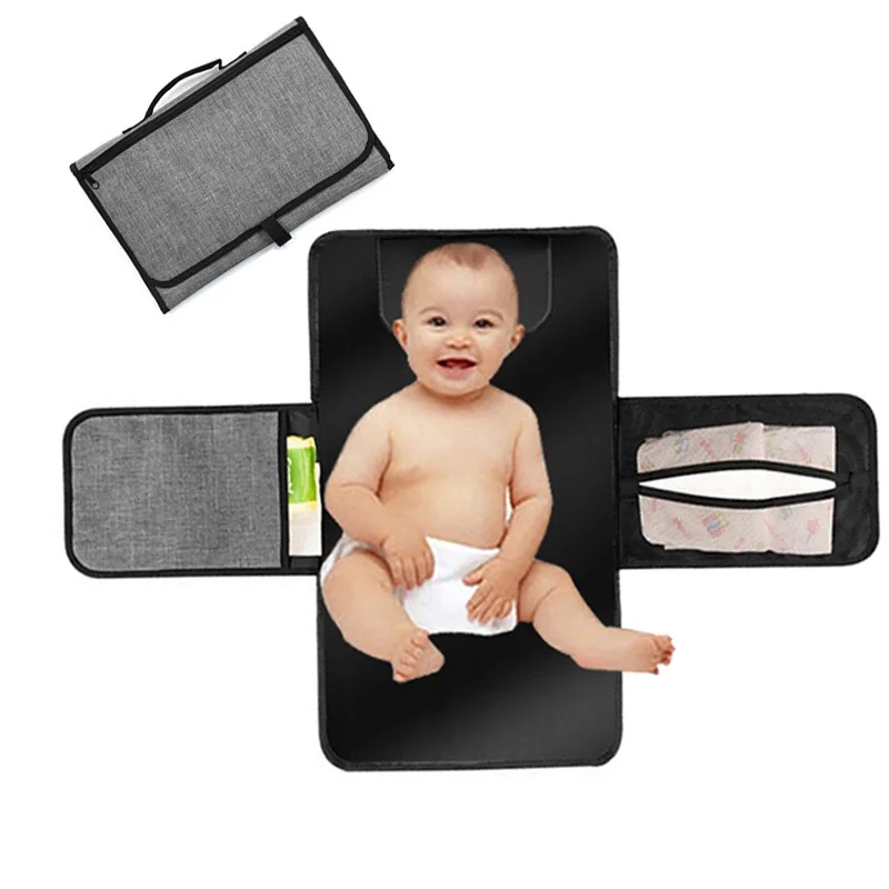 

Waterproof Portable Knitted Baby Kiddie Travel Organizer Diaper Clutch Nappy Changing mat Pad Bag Diaper Totebag