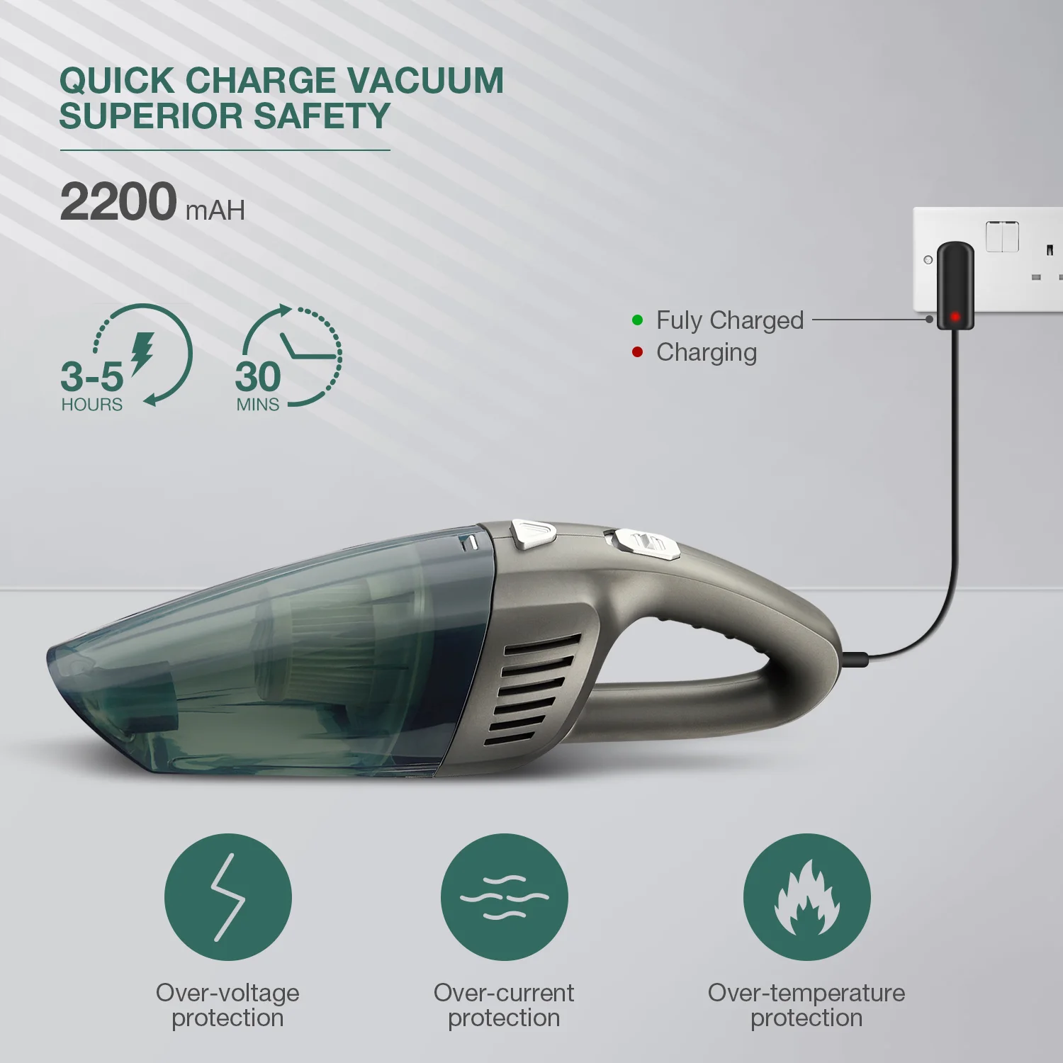 
120W 8000pa Handheld Home Vacuum Cleaner HEPA Filter Mini Portable USB Rechargeable Cordless Wet Dry Use 2200mAh 
