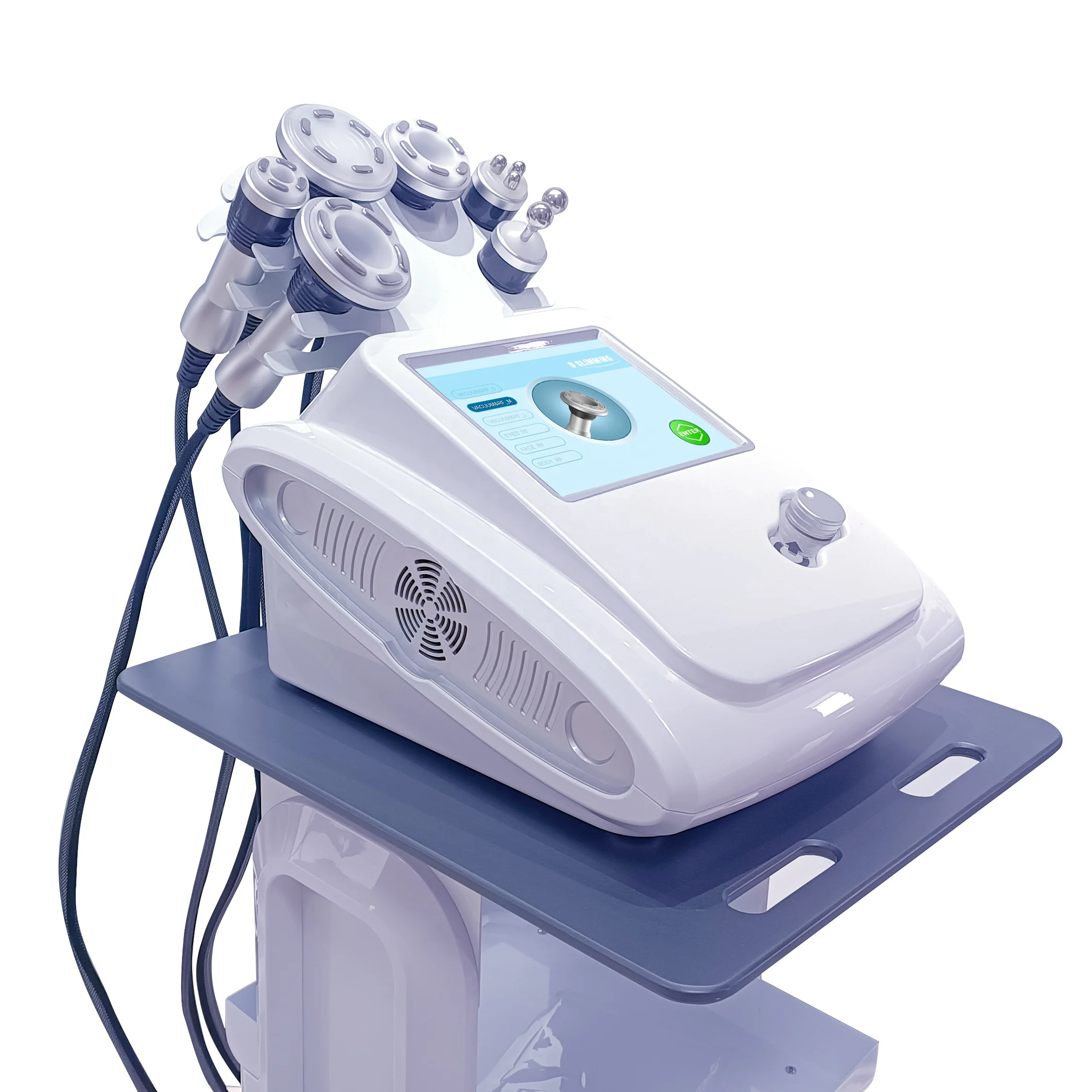 

VE 2022 6 in 1 Vacuum Cavitation System RF Skin Tightening Slimming Machine with LED Light Therapy, White