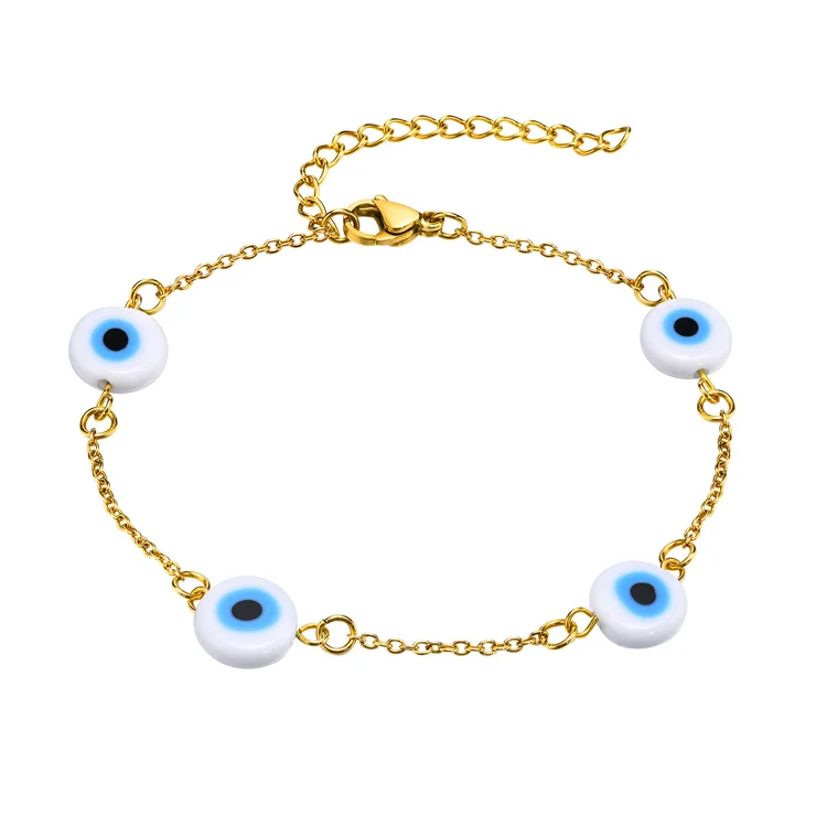 

Trend gold plated devil's eye chain bracelet acrylic demon eye Stainless steel bracelet