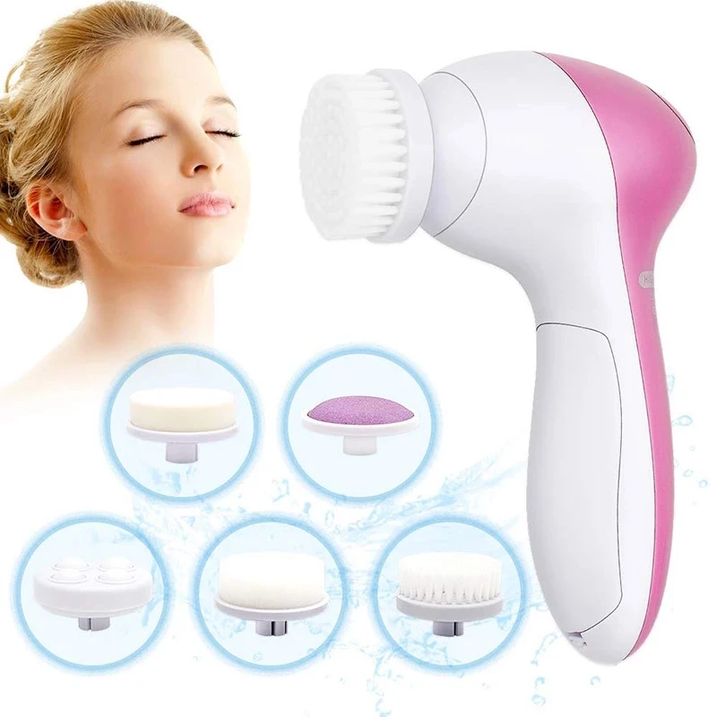 

Drop shipping USA 5 in 1 Face Cleansing Brush Silicone Facial Brush Cleaner Face Massage Skin Care Waterproof Facial Brush
