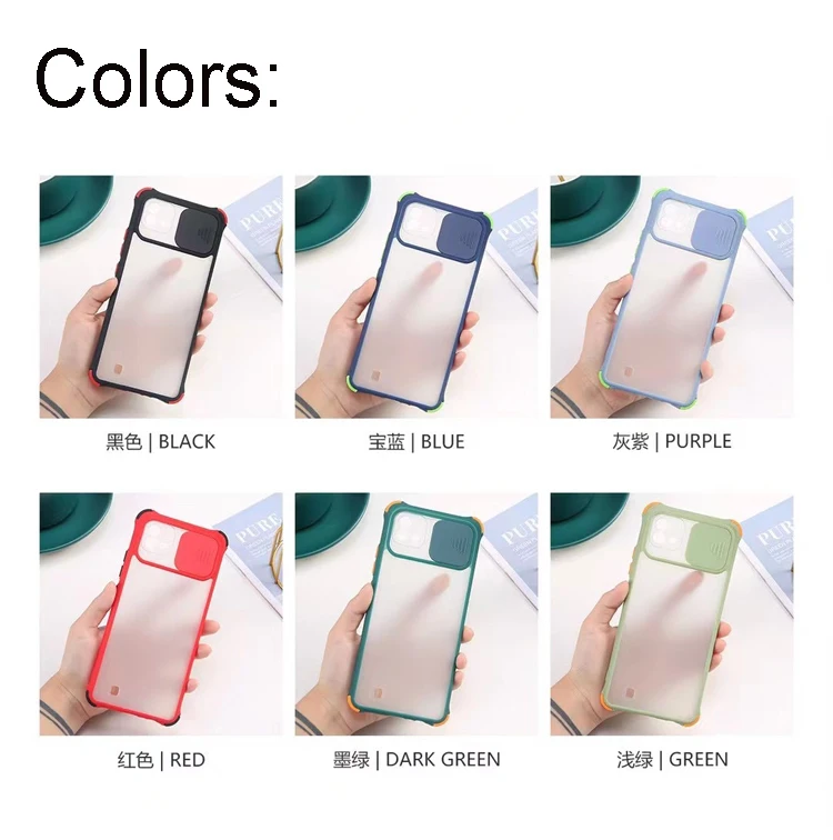 

Smart Sale Frosted 2in1 Airbag Design Shockproof Skin Feeling Push Window TPU PC Cell Mobile Phone Cover Case For Vivo Y91