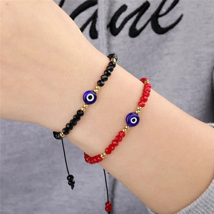 

Crystal Rice Beads Beaded Braided Bracelet Glass Eyes Stainless Steel Bead Bracelet Jewelry, As pic