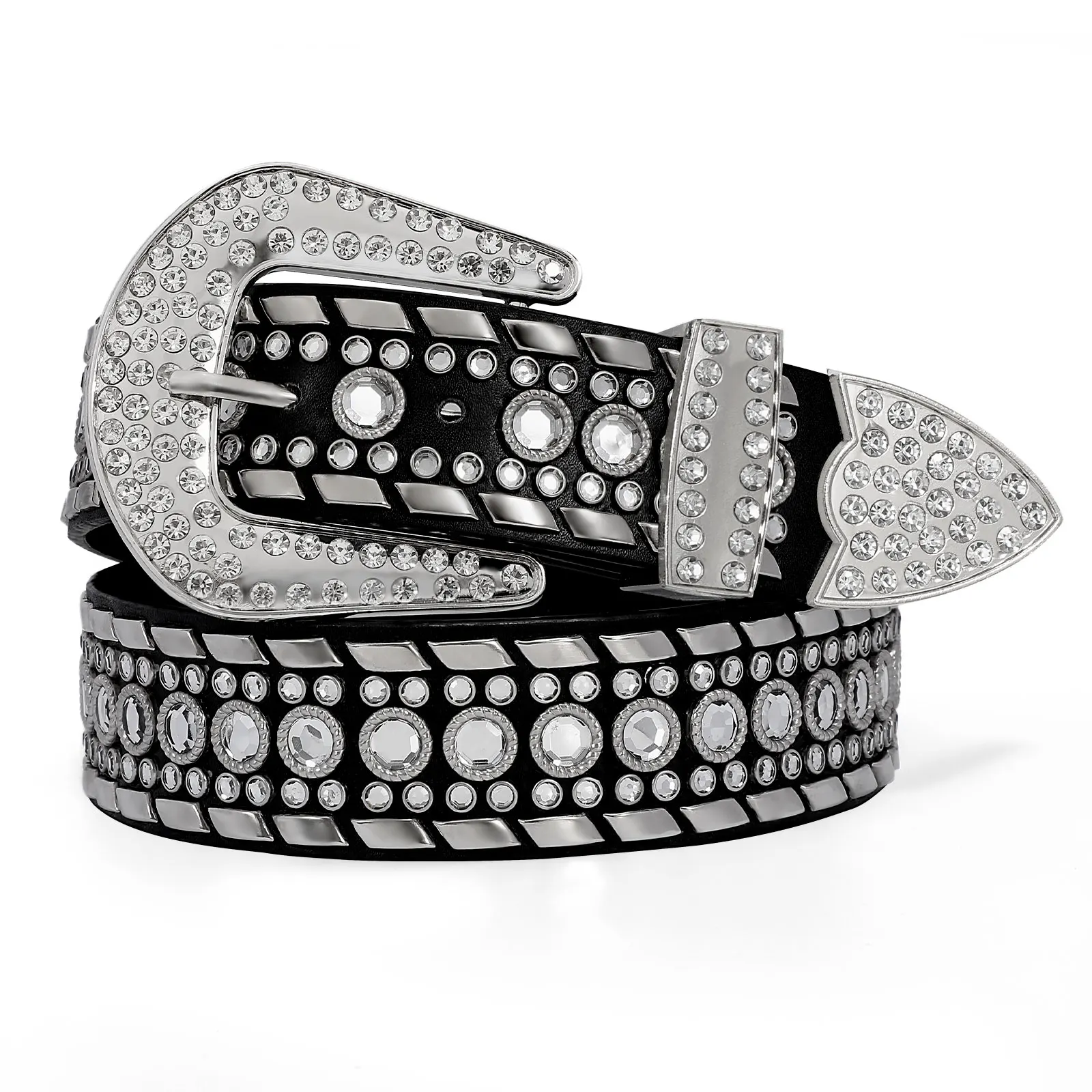 

Shiny Crystal Rhinestone Belts Women Men Unisex Diamond Cowboy Western Belt black silver Luxury Designer Belt