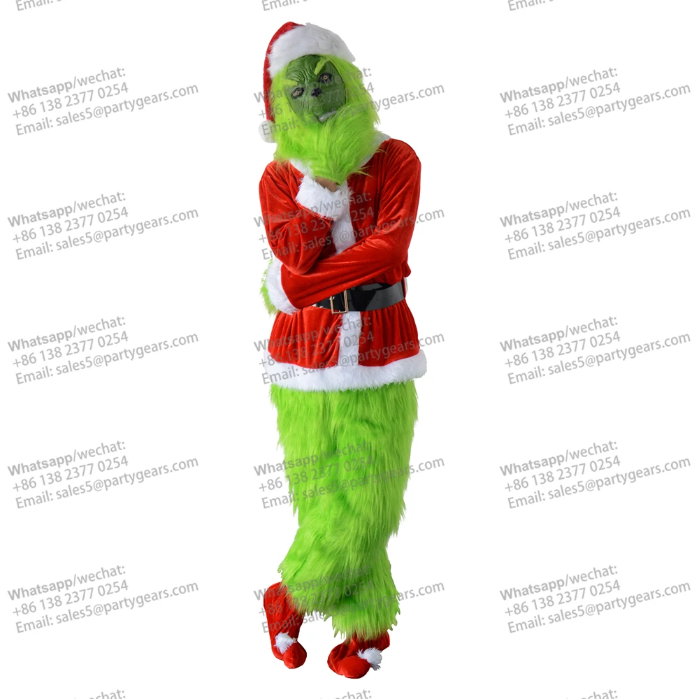 

Cosplay Christmas Party Grinch Clothes set Green Hair Monster Grinch Costume, Picture shown