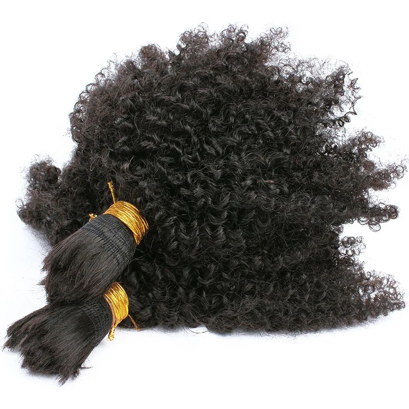 

Human Braiding Hair Bulk No Attachment Mongolian Afro Kinky Curly Hair Extension For Braids 1Pc Crochet Braids 4B 4C Remy