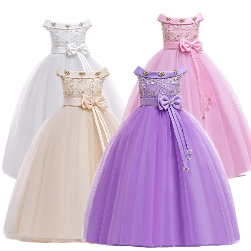 

New Arrival Beautiful Kids Clothing Girl's Princess Long Wedding Dress LP-232