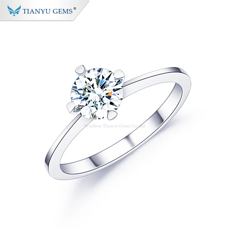 

Tianyu gems hot sale fashion gold jewelry popular style solitaire engagement white gold moissanite ring