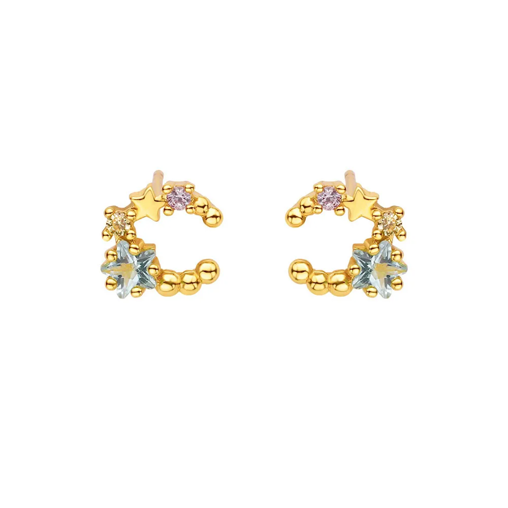

FOXI JEWELRY 18k gold plated moon shape cute small ladies earrings jewelry