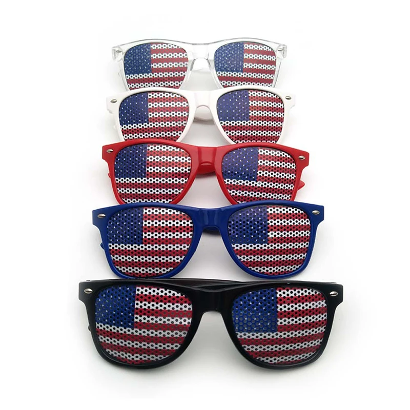 

DDA5 Cheap Sticker Glasses Popular Custom 4th of July Stars Stripes Sun Glasses USA Patriotic American Flag Pinhole Sunglasses