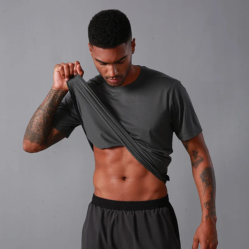 

Wholesale Custom Logo short sleeve gym fitness quick dry sport body building men blank solid color tshirt musclef t-shirts, Customized colors