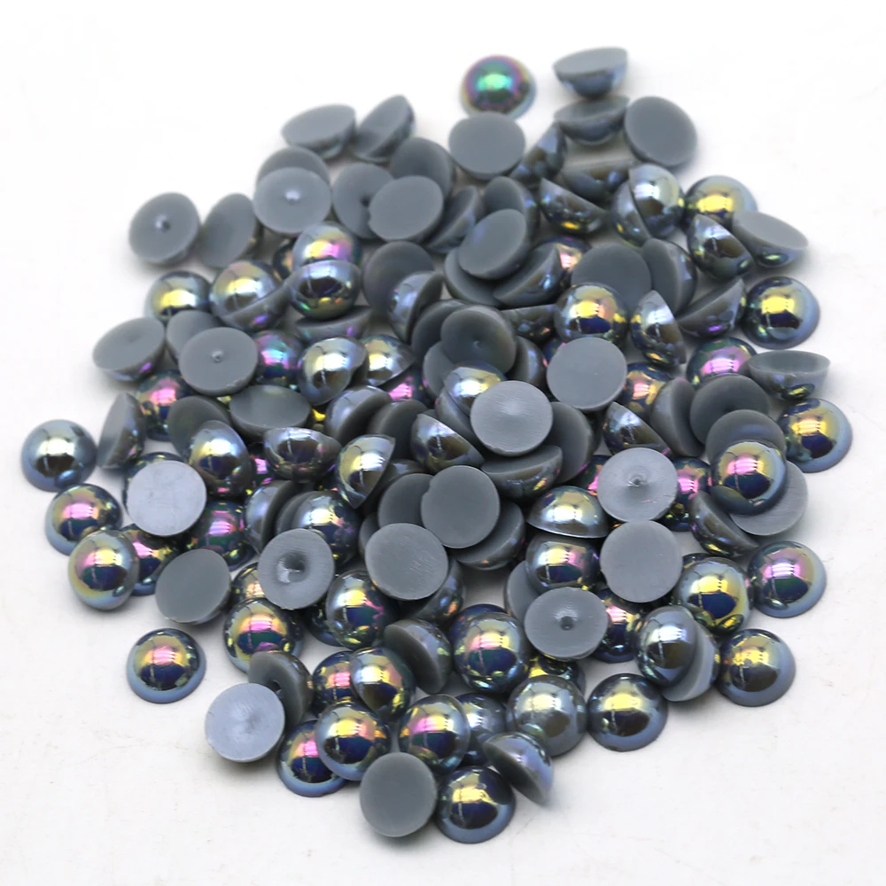 

Wholesale Silver Grey Ab Color 2-14Mm Accpet Mix Size And Color Loose Rhinestone Abs Half Round Pearl For Diy Decoration