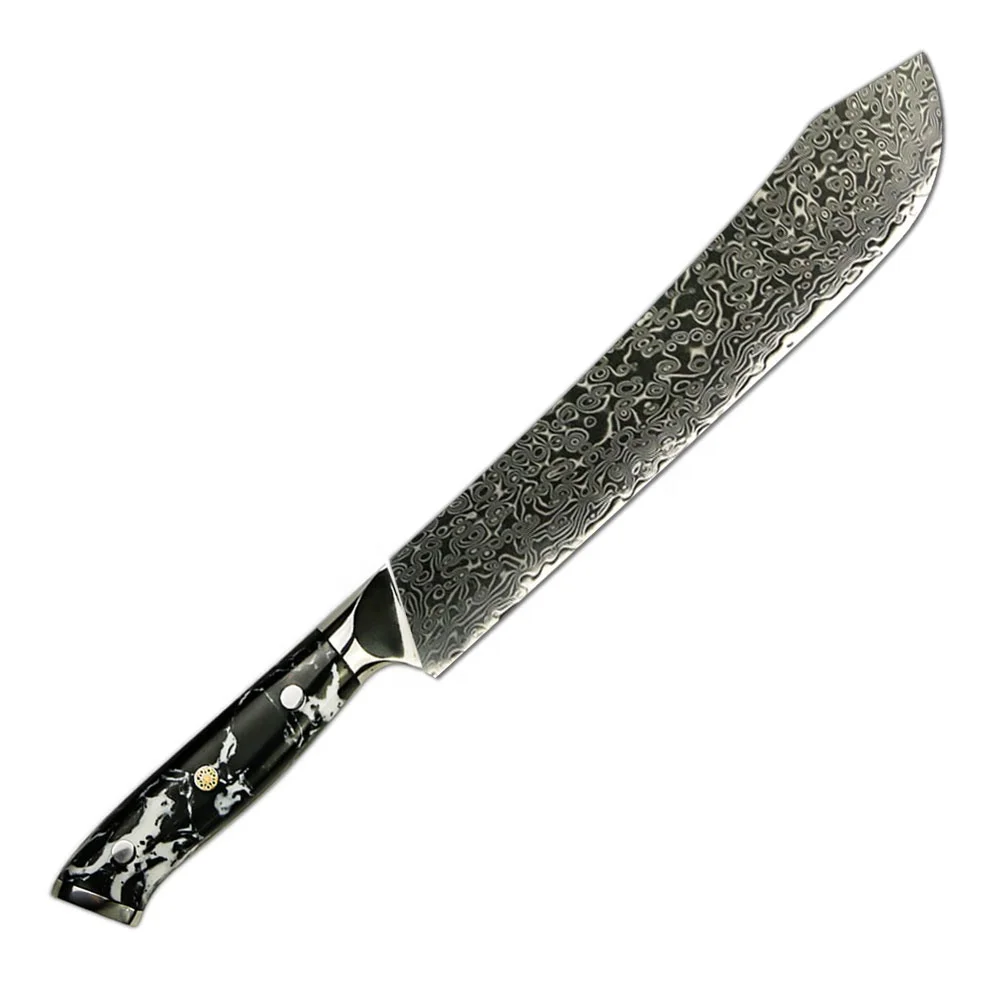 

NEWEST 67layers japanese damascus steel slaughter knife vg10 10" Bull Nose Butcher Breaking Knife with turquoise stone handle