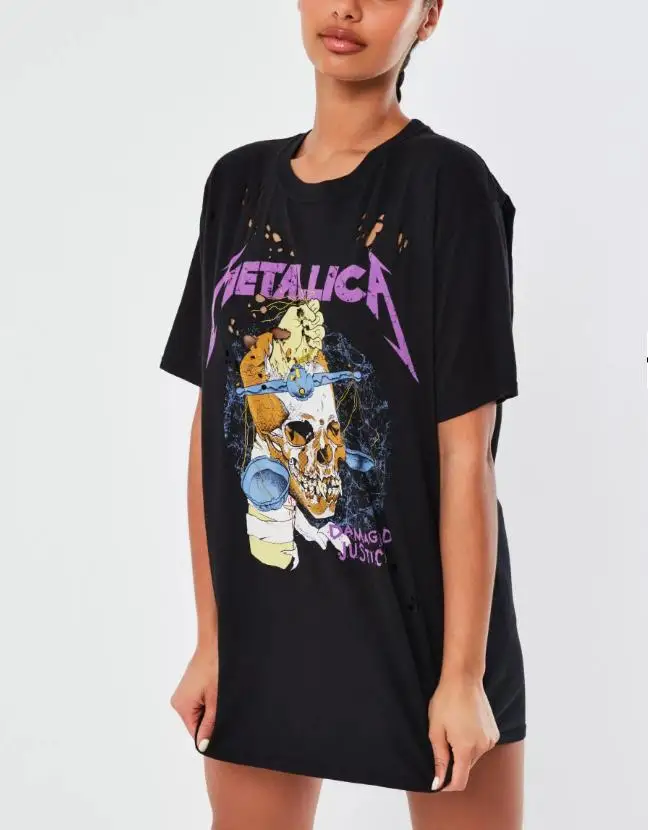 

Wholesale High Quality Crew Neck Black Oversized Graphic T-Shirts For Women, Customized color