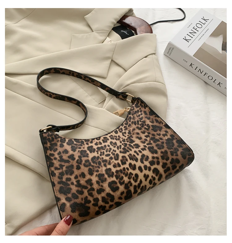 

2021 Fashion PU leather Black zebra print leopard vintage soft underarm handbags ladies cow pattern shoulder bags