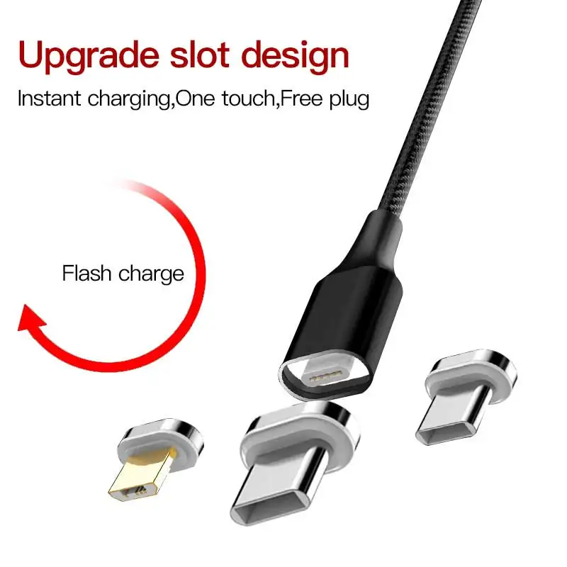 1 m 8-Pin Type C Micro Led 3 In 1 Nylon Braided Fast Charging Magnetic USB Cable For Sasung Huawei - ANKUX.COM