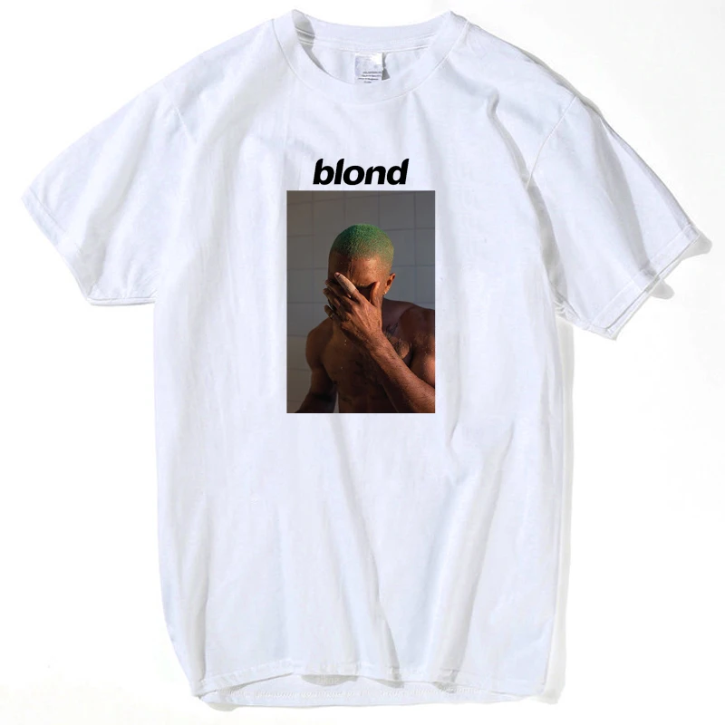 

Wholesale Frank Ocean Blond Blonde Print Tshirt Hip Hop Rap Cotton White Short O-Neck Printed Men Tshirt, Black white gray dark blue red