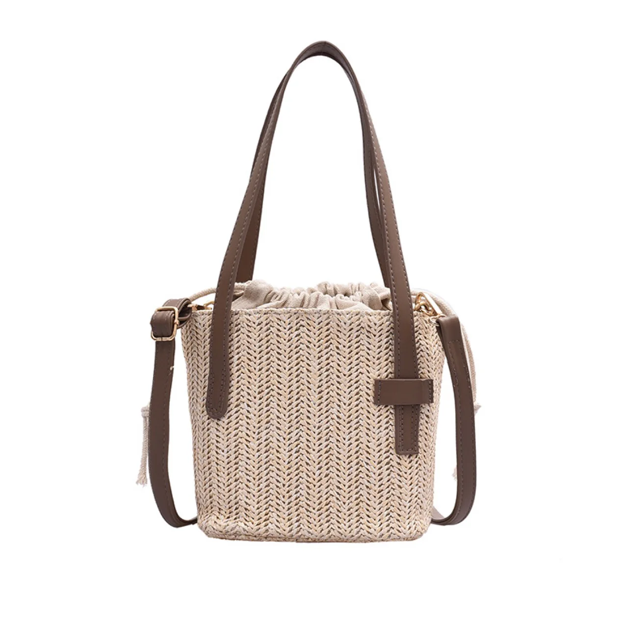 

2021 High Quality Women Shoulder Bag Small Square Bag Ladies Straw Bag Woven Handbags, White,khaki