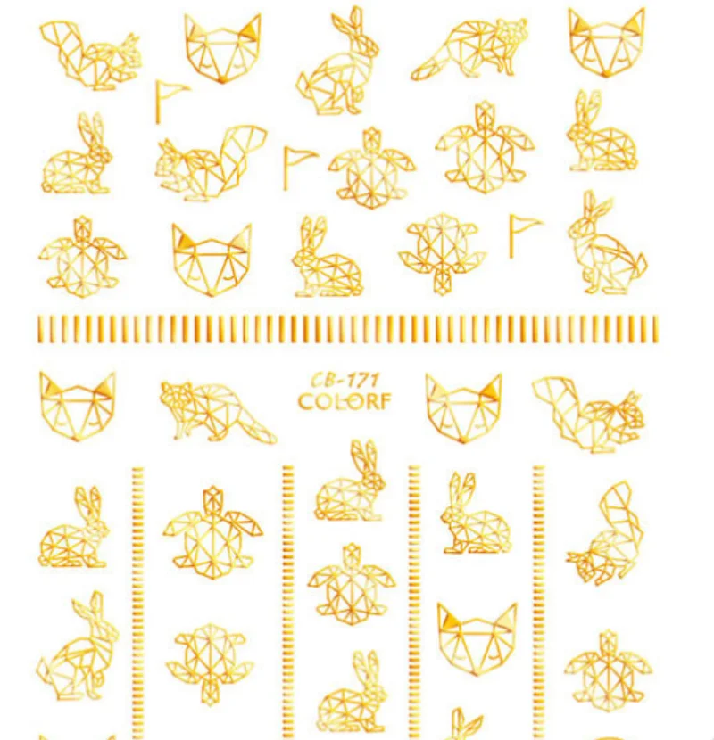 

CB169-CB177 gold and silver black and white set 3D adhesive nail stickers multi-line antique elements nail stickers
